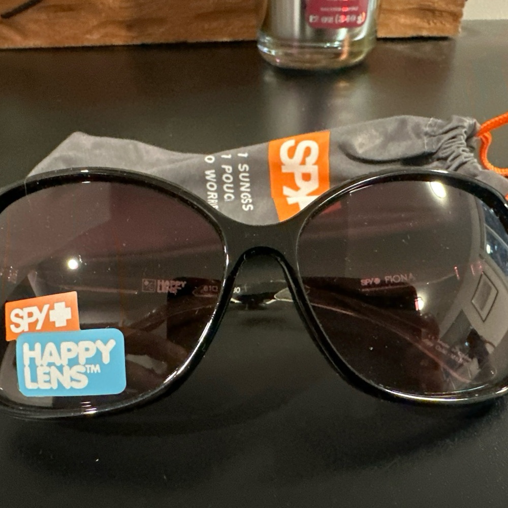 NEW Spy Fiona Sunglasses-Black Clear-Happy Merlot Fade Lens